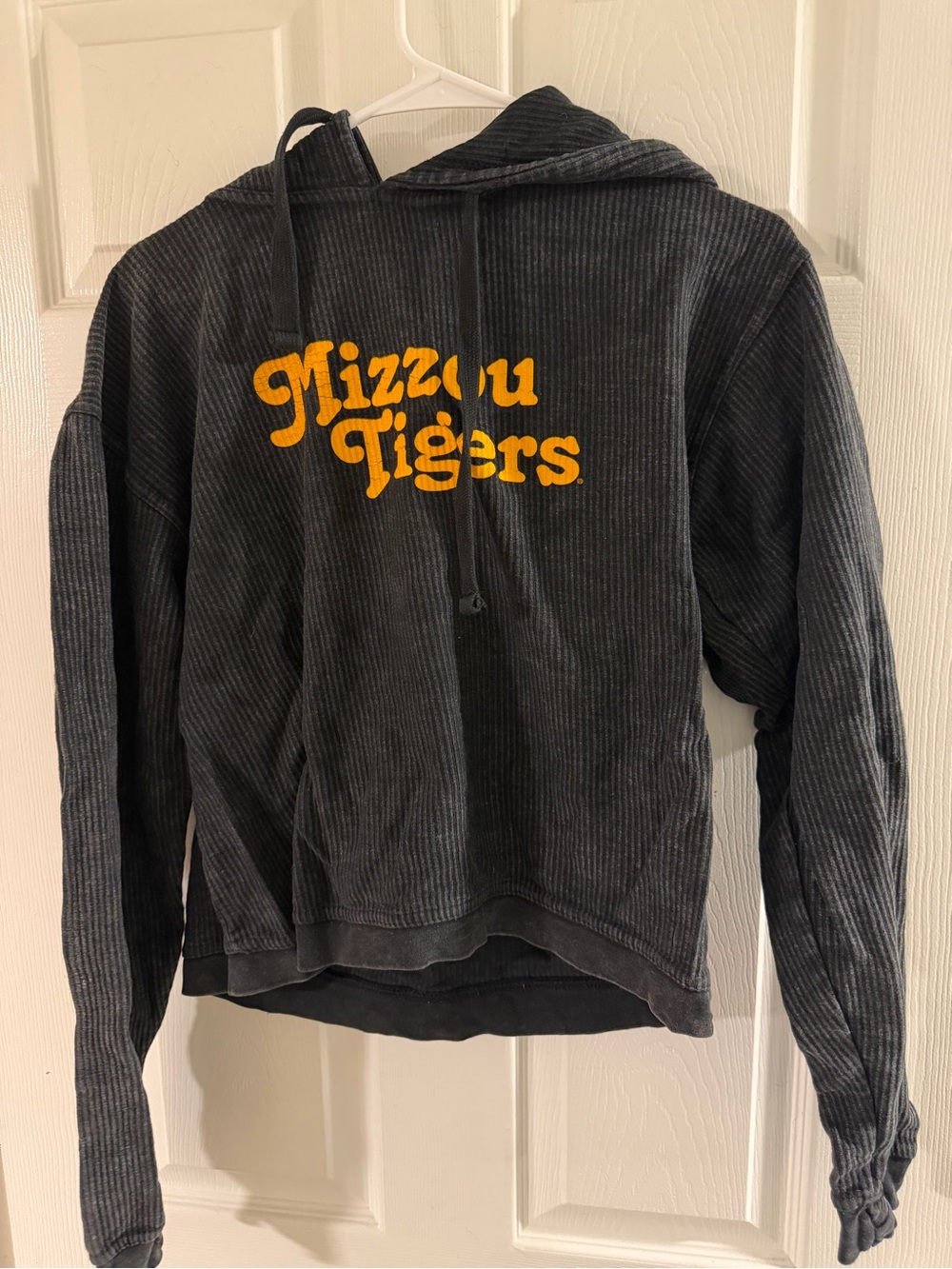 Mizzou Tigers Black Corduroy Hoodie with Gold Logo